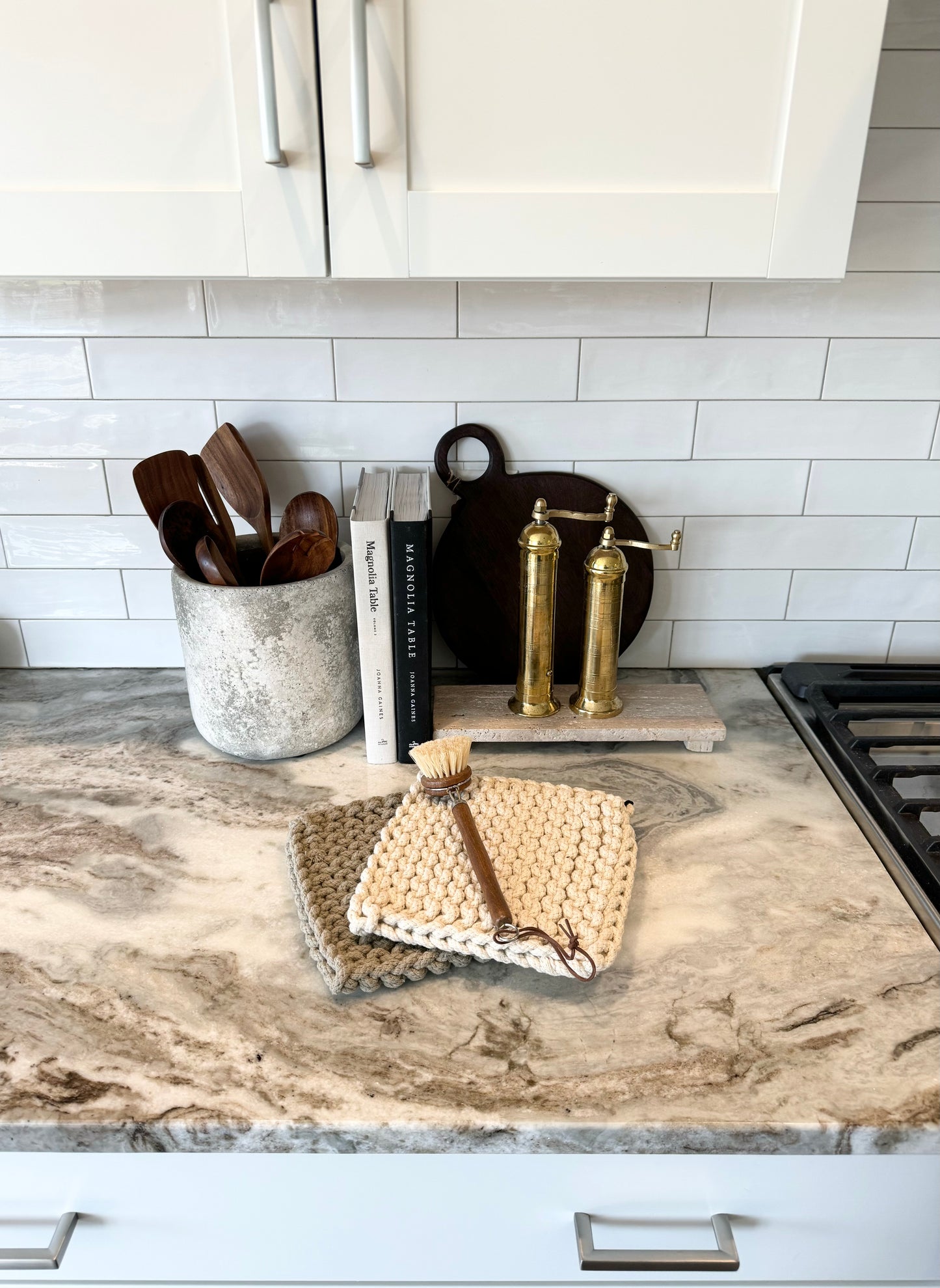 Beech Wood Dish Brush with Leather Strap