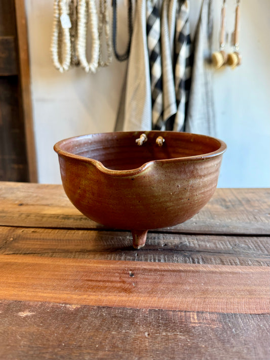 Vintage Handmade Stoneware Berry Colander