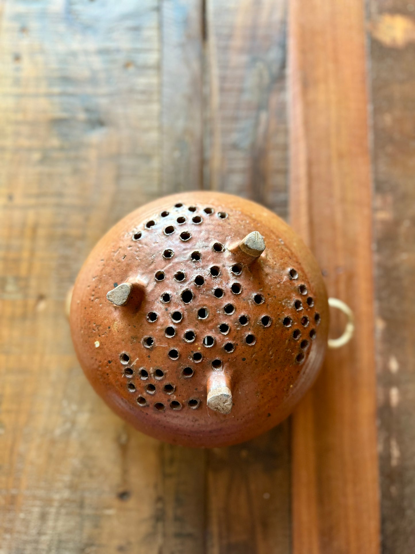 Vintage Handmade Stoneware Berry Colander