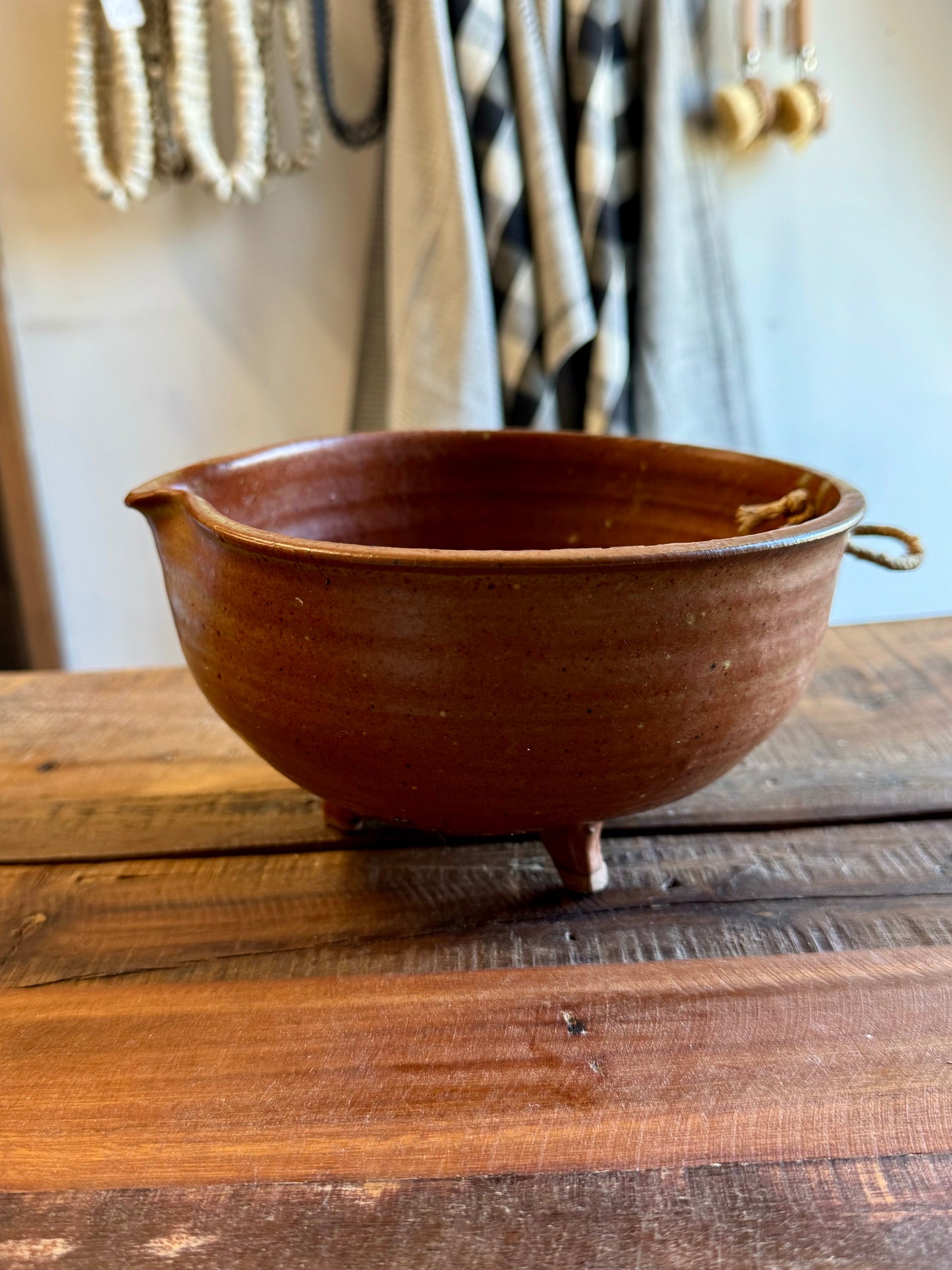 Vintage Handmade Stoneware Berry Colander