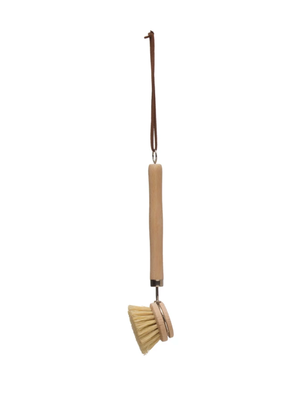 Beech Wood Dish Brush with Leather Strap