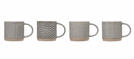 Debossed Stoneware Mugs, 4 styles