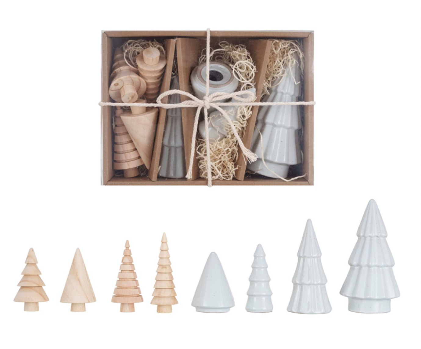 Stoneware & Wood Holiday Tree Set