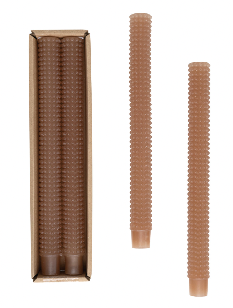 Brown Hobnail Taper Candlesticks