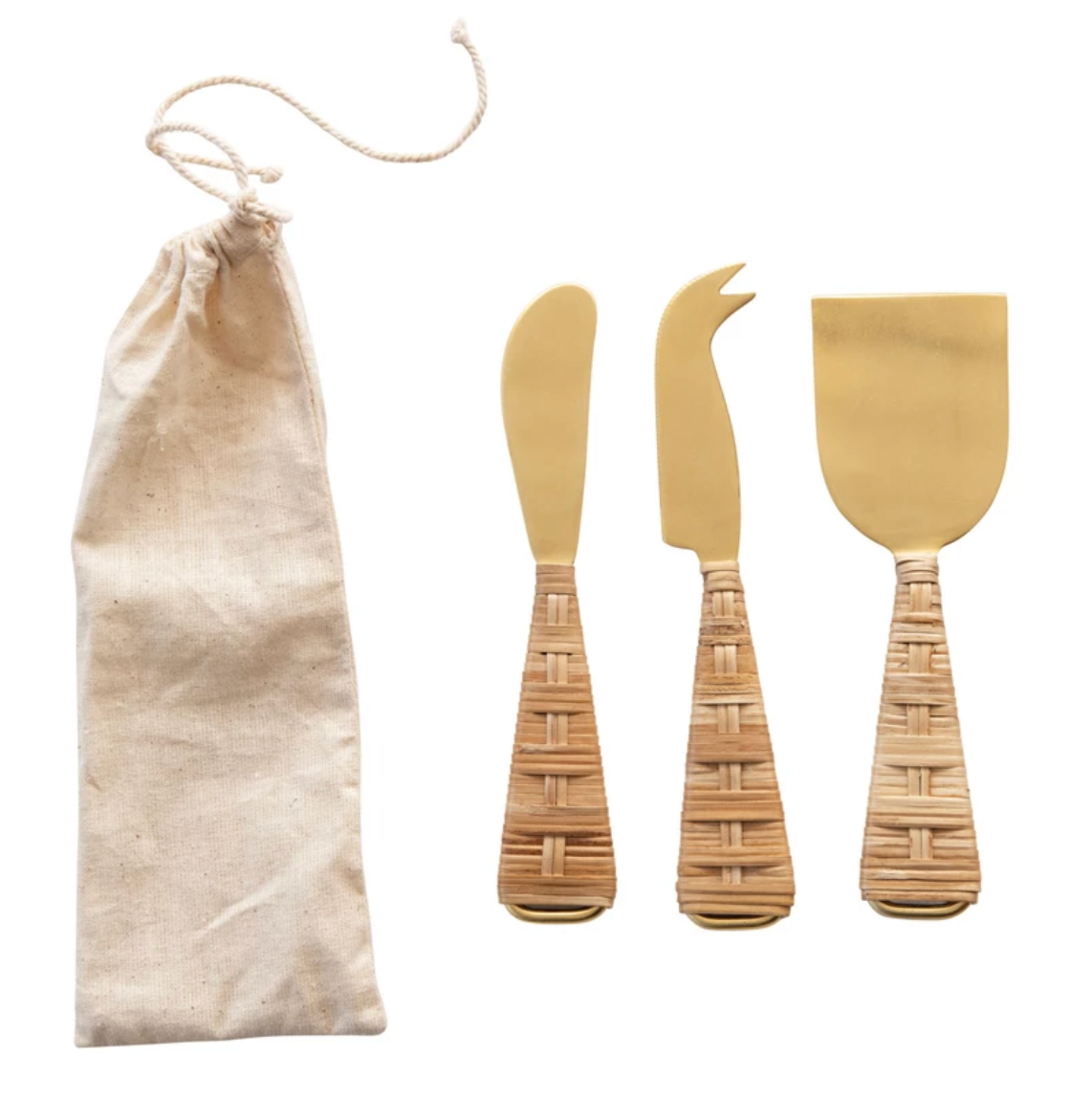 Rattan Wrapped Charcuterie Knife Set