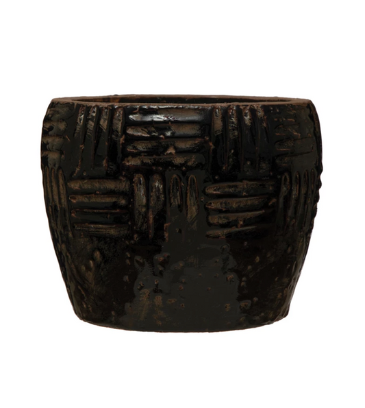 Distressed Black Terracotta Planter